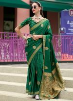 Pure Sattin Green Festival Wear Weaving Saree